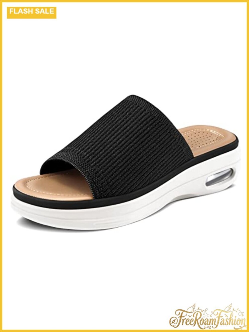Women's Platform Slide Sandals Comfortable Knit Slip On Wedge Summer Shoes